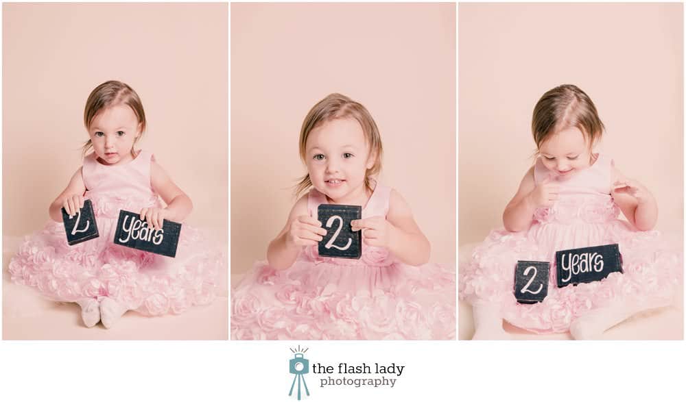 Callie's birthday photos for age 2 at The Flash Lady Photography studio