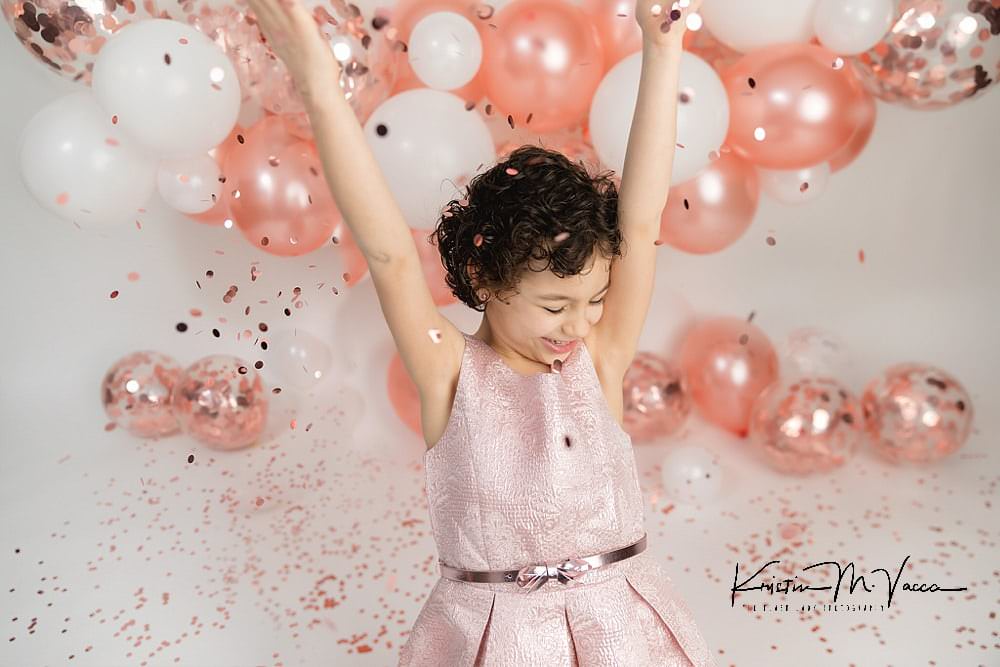 Girl portraits of our confetti & balloon photoshoot by Newington, CT custom birthday photographer The Flash Lady Photography