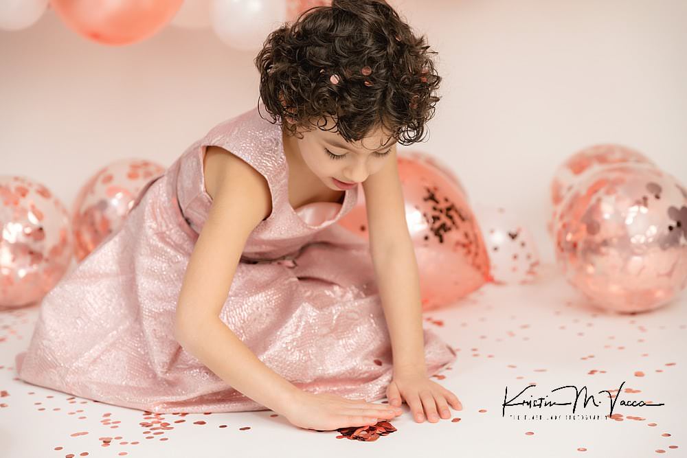 Girl portraits of our confetti & balloon photoshoot by Newington, CT custom birthday photographer The Flash Lady Photography