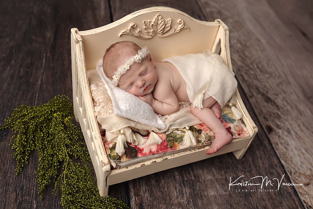 Posed studio newborn photography of baby Willow by Marlborough, CT photographer The Flash Lady Photography