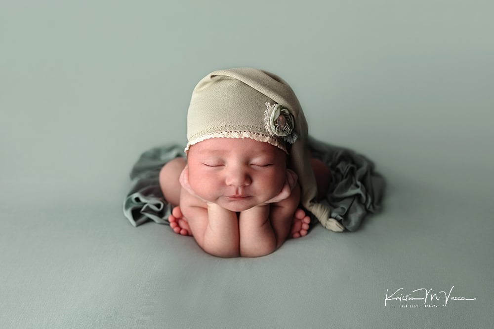 Sage Green Newborn Photos with baby Emerson by The Flash Lady Photography