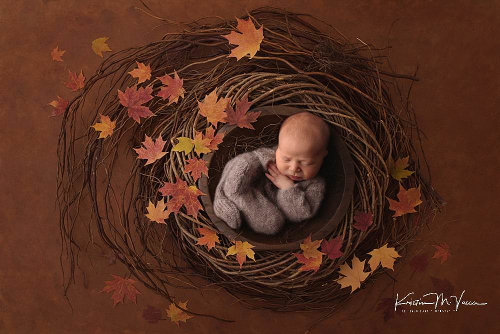 Fall themed newborn photos of Grayson by The Flash Lady Photography