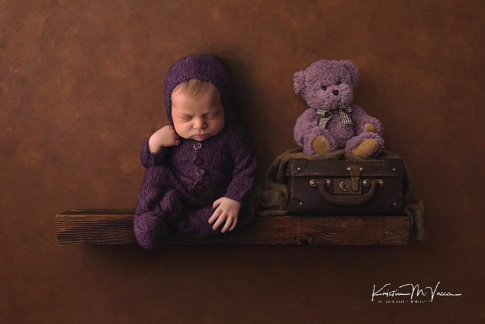 Purple & White newborn photos with baby Elise by The Flash Lady Photography