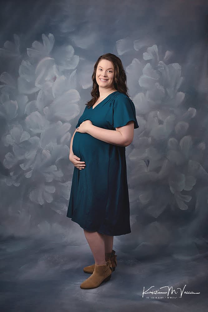 Winter studio maternity photos by The Flash Lady Photography