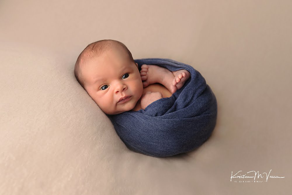 Blue & neutral newborn photos by The Flash Lady Photography