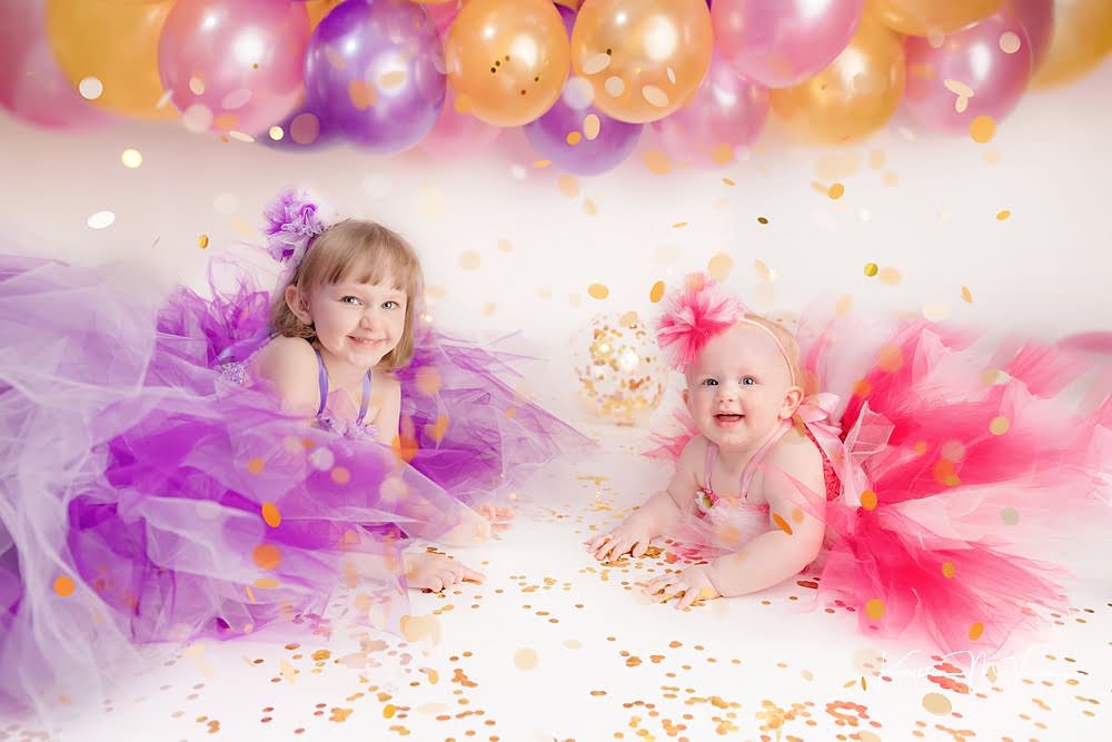 Sibling confetti photoshoot by The Flash Lady Photography