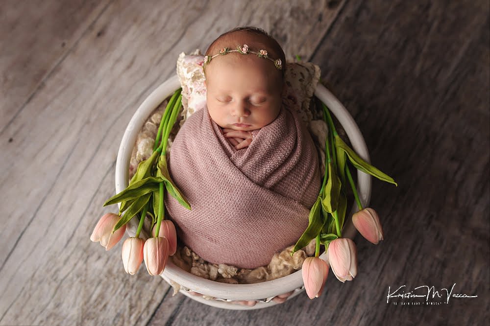 Pink & Sage newborn photos by The Flash Lady Photography