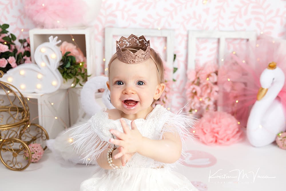 Swan princess cake smash by The Flash Lady Photography