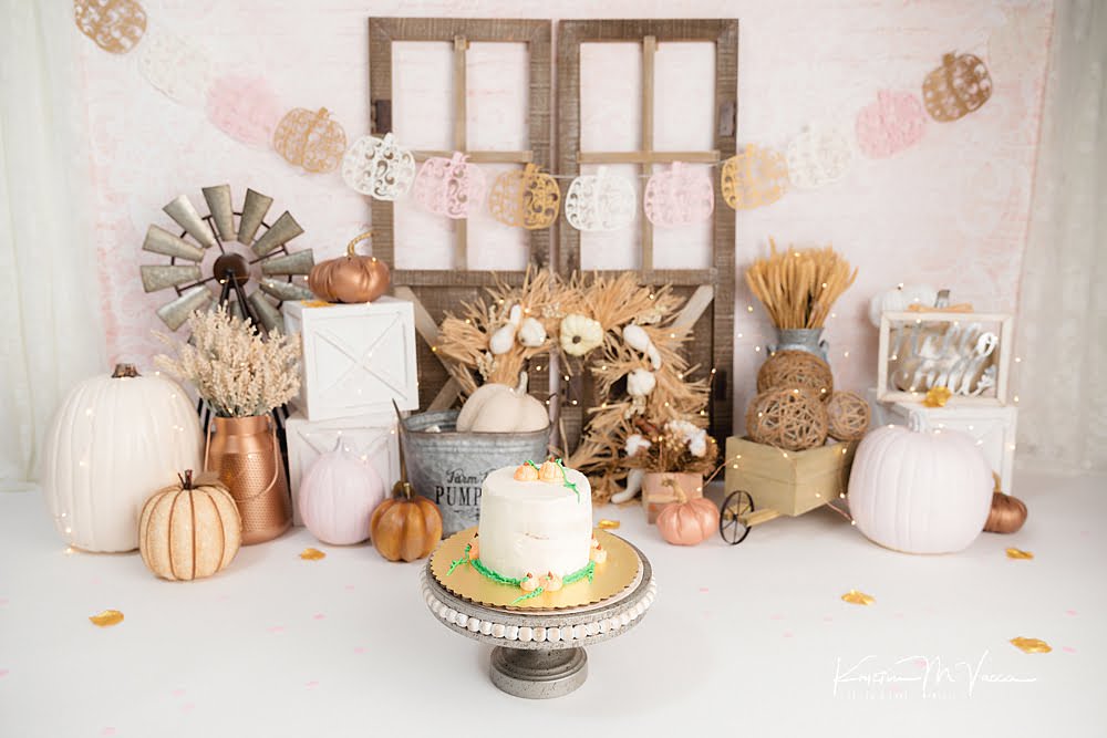 Girly pumpkin cake smash by The Flash Lady Photography