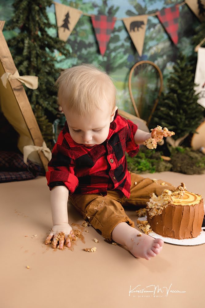Lumberjack birthday cake smash by The Flash Lady Photography