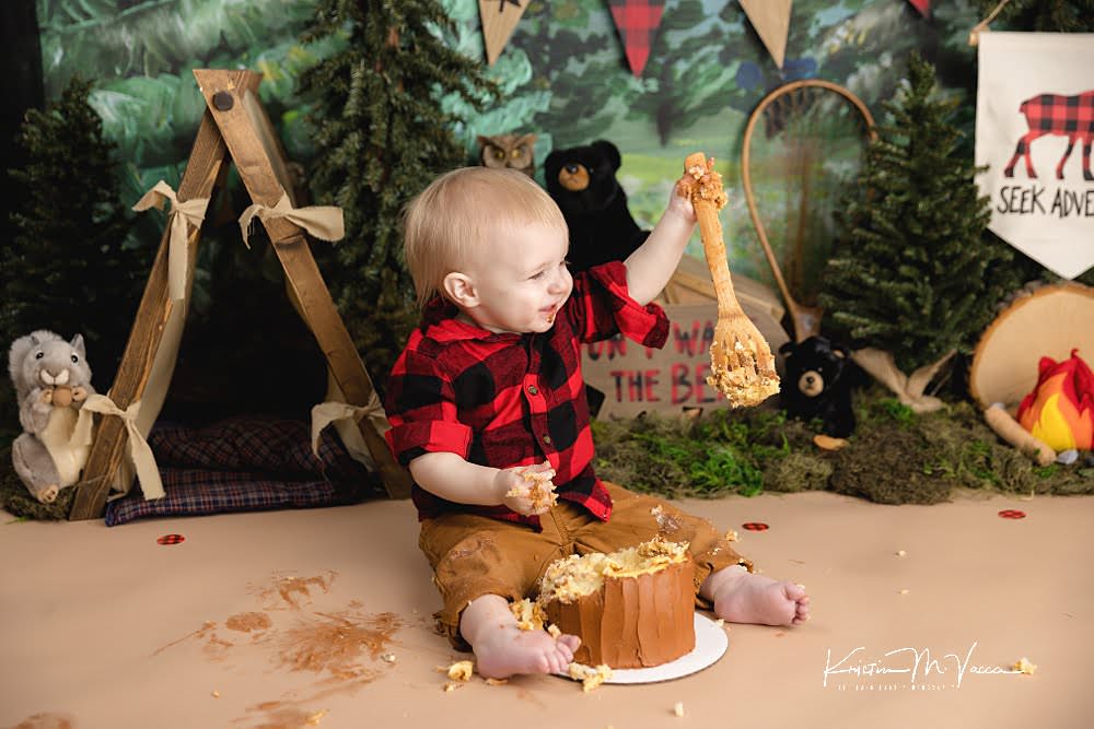 Lumberjack birthday cake smash by The Flash Lady Photography