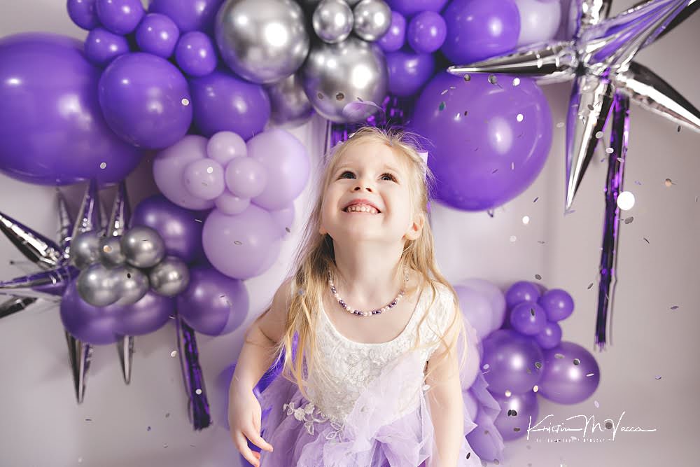 Purple confetti photoshoot at The Flash Lady Photography