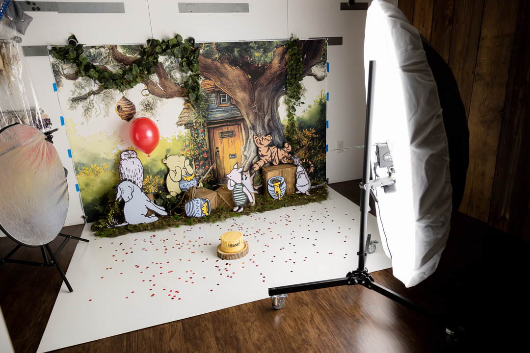 J_Classic_Pooh_Cake_Smash_Photography-5-1 Flash Lady Photography studio cake smash scene